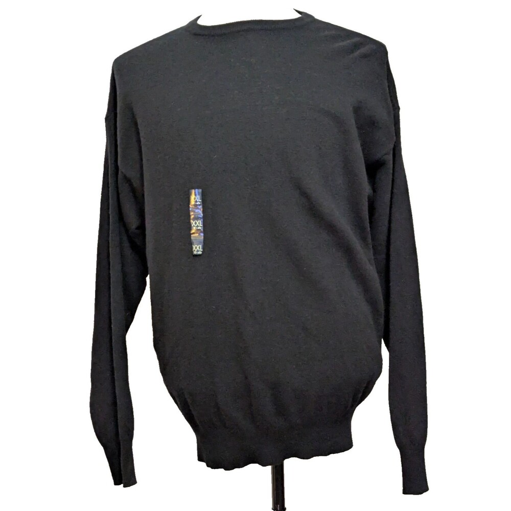 Vintage NWT Springfield Men's XL Black Angora Wool Blend Knit Crewneck Sweater